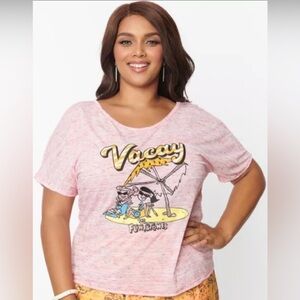 NWOT S Flintstones x Smak Parlour Pink Wilma & Betty Vacay T-shirt